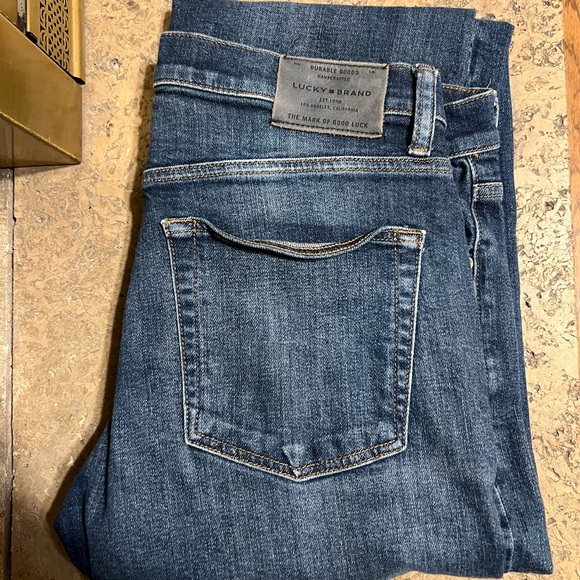 Lucky Brand 221 Straight Selvedge Jeans Denim Dark Wash Mens Size 34x31 Cotton - Picture 1 of 12